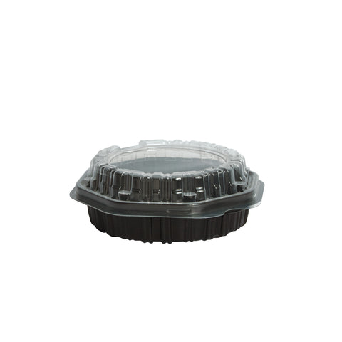 Creative Carryouts® CONTAINER PLASTIC HINGED 1-COMPARTMENT BLACK/CLEAR