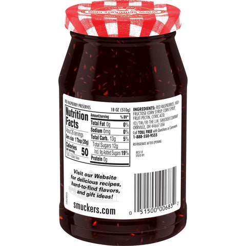 Smucker's® PRESERVES RASPBERRY RED GLASS JAR
