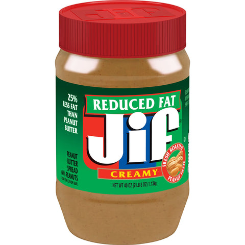 Jif Reduced Fat Creamy Peanut Butter, 40 Ounce -- 8 per case.