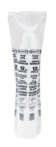 Dart Container J Cup Expanded Polystyrene Foam White Drinking Cup, 12 Ounce -- 1000 per case