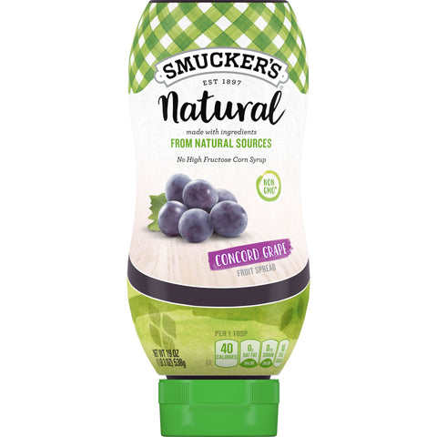 Smuckers Natural Concord Grape Fruit Spread, 19 Ounce Squeeze Bottle -- 12 per case