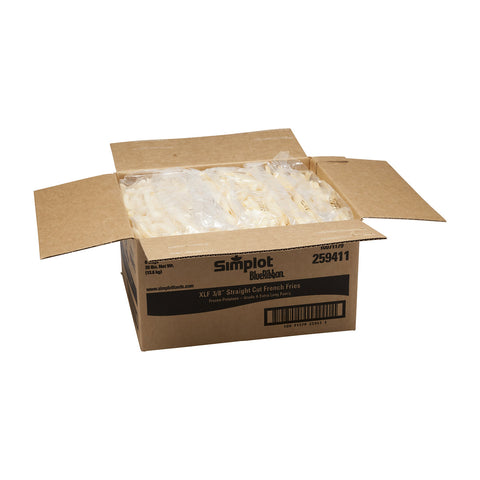 Simplot Blue Ribbon 3/8 inch Straight Cut Potato Fries, 6 Pound -- 6 per case.