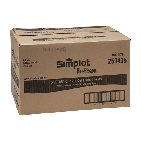 Simplot Blue Ribbon 3/8 inch Crinkle Cut Potato Fries, 6 Pound -- 6 per case.