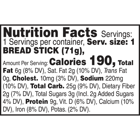 Bosco's BREADSTICK CHEESE STUFFED WHOLE GRAIN IW 6