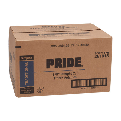 Simplot Pride 3/8 Inch Straight Cut Potato Fries, 5 Pound -- 6 per case.