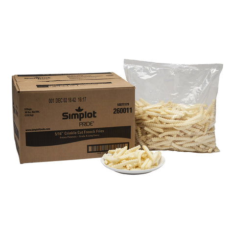 Simplot Pride Crinkle Cut Potato French Fry, 5 Pound -- 6 per case.