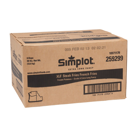Simplot Blue Ribbon Steak Cut Potato Fries, 5 Pound -- 6 per case.