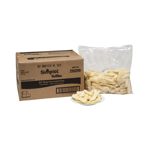 Simplot Blue Ribbon Steak Cut Potato Fries, 5 Pound -- 6 per case.