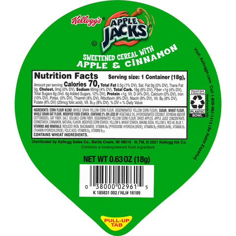 Cereal Apple Jacks Simple Serve 96 Case 0.625 Ounce