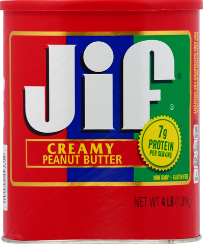 Jif Creamy Peanut Butter, 4 Pound -- 6 per case.
