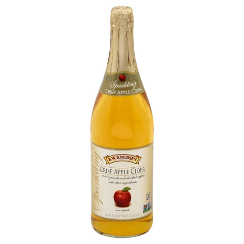 RW Knudsen JUICE APPLE CIDER CRISP 100% SPARKLING GLASS BOTTLE SHELF STABLE