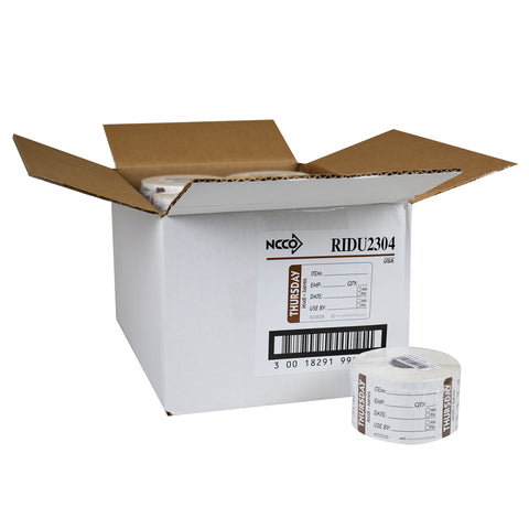 DateIt™ LABEL TRILINGUAL ITEM/DATE/USE BY REMOVABLE BROWN THURSDAY 2X3