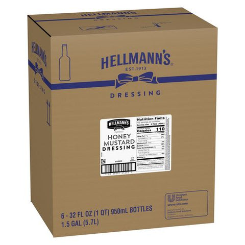 Single Hellmann's Classics Honey Mustard Salad Dressing Salad Bar Bottle, 32 Ounce