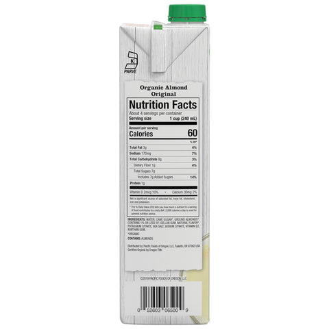 Pacific Foods MILK ALMOND ORIGINAL ORGANIC