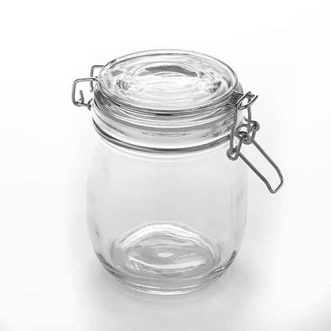 American MetalCraft GLASS JAR MASON MEDIUM W/ HINGED LID CLEAR 26 OZ