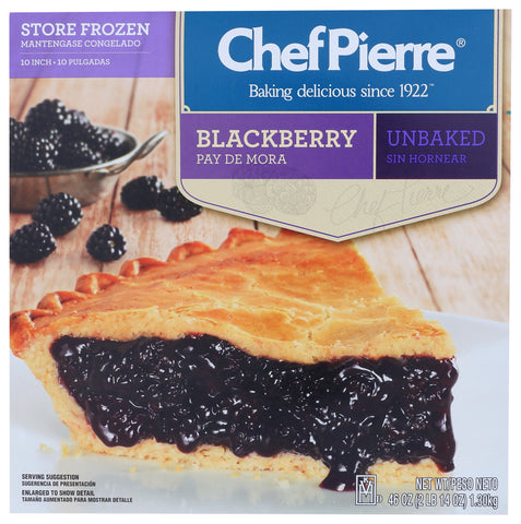 Sara Lee Chef Pierre Traditional Unbaked Blackberry Fruit Pie, 10 inch -- 6 per case.