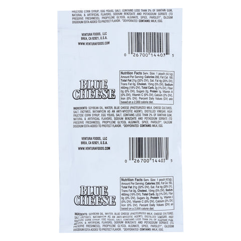 Classic Gourmet Blue Cheese Dressing, 1.5 Ounce Pouch -- 60 per case.