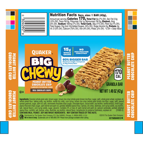 Quaker Chewy QUAKER BIG CHEWY PB CHOC CHIP 10/1.48Z
