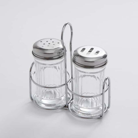 American MetalCraft SHAKER MINI GLASS SET OF 2 2 OZ EA WITH CADDY STAINLESS STEEL