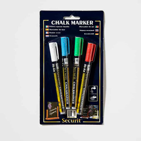 American MetalCraft MARKER CHALK MINI TIP ASSORTED COLORS: WHITE, BLUE, GREEN & RED 4-PACK