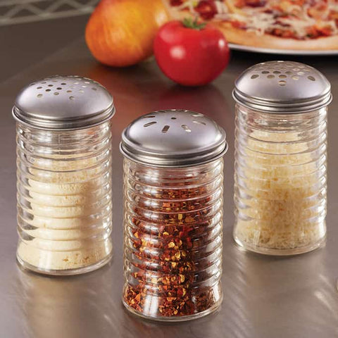 American MetalCraft SHAKER CHEESE XLARGE HOLES GLASS W/ S/S TOP 12 OZ