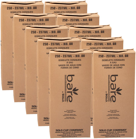 Solo® White CUP PAPER WATER CONICAL 8 OZ