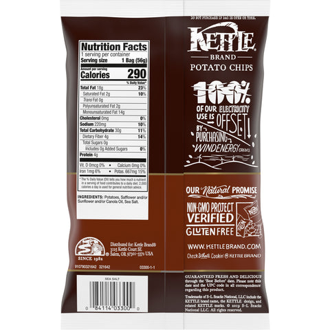 Kettle Lightly Salted Potato Chips - 2 oz. bag, 24 per case