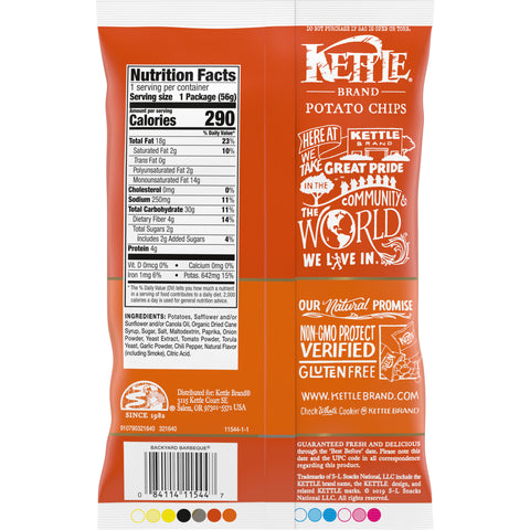 Kettle Backyard Barbeque Potato Chips - 2 oz. bag, 6 per case