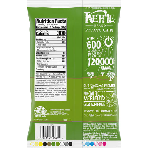 Kettle Jalapeno Potato Chips - 2 oz. bag, 6 per case