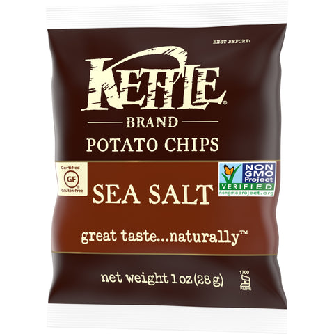 Kettle Foods Sea Salt Potato Chips, 1 Ounce -- 72 per case.