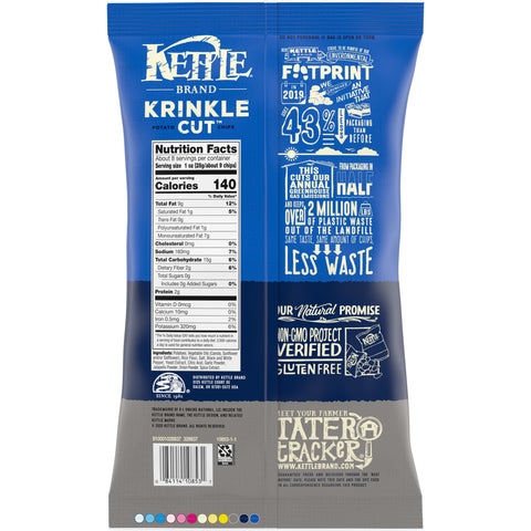 Kettle Krinkle Cut Salt and Fresh Ground Pepper Potato Chips - 9 oz. bag, 12 per case