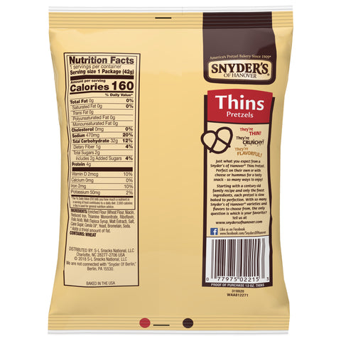 Snyder's of Hanover PRETZEL TWIST THINS SINGLE SERVE