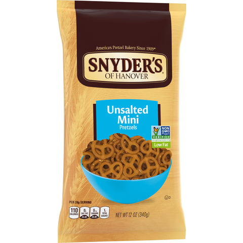 Snyders Of Hanover Unsalted Mini Pretzel, 12 Ounce -- 12 per case.