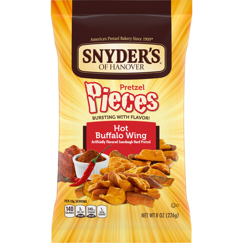 Snyders of Hanover Hot Buffalo Wing Pretzel Pieces, 8 Ounce -- 6 per case.