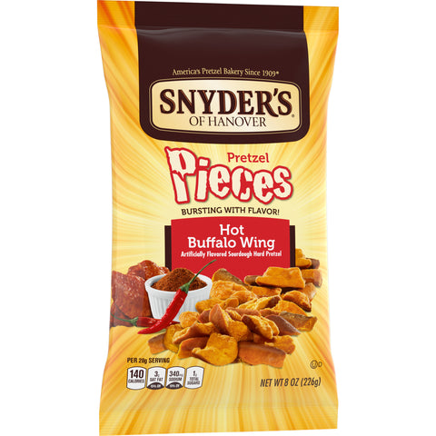 Snyders of Hanover Hot Buffalo Wing Pretzel Pieces, 8 Ounce -- 6 per case.
