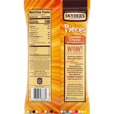 Snyders of Hanover Cheddar Cheese Pretzel Pieces, 8 Ounce -- 6 per case.