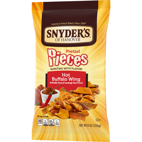 Snyders of Hanover Hot Buffalo Wing Pretzel Pieces, 8 Ounce -- 6 per case.