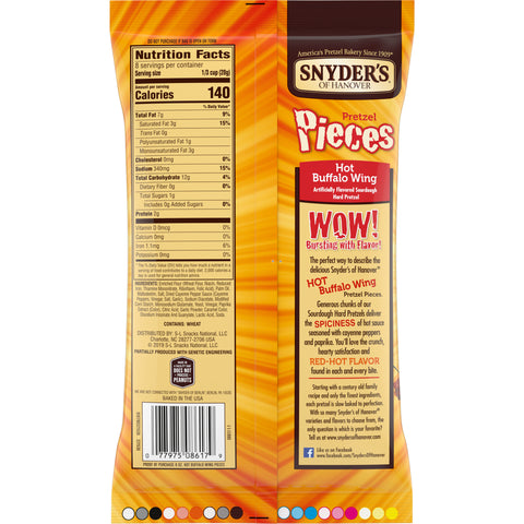 Snyders of Hanover Hot Buffalo Wing Pretzel Pieces, 8 Ounce -- 6 per case.