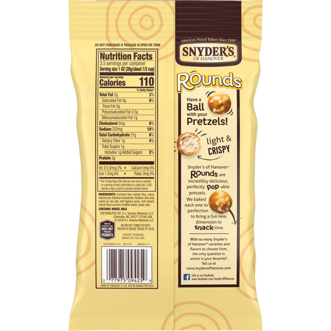 Snyders Of Hanover Rounds Butter Pretzel Ball, 3.5 Ounce -- 8 per case