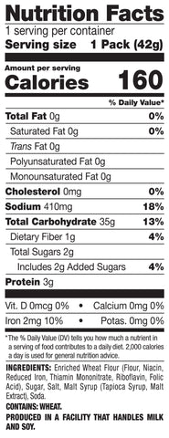 Pretzel Crisps Original Deli Style Pretzel Crackers, 1.5 Ounce -- 24 per case.
