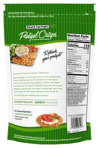 Pretzel Crisps - Garlic Parmesan, 7.2 Ounce -- 12 per case.