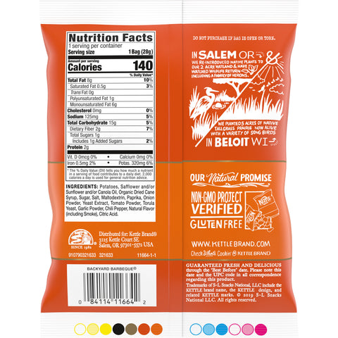 Kettle Backyard Barbeque Potato Chips, 1 Ounce -- 72 per case