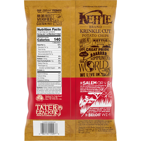 Kettle Foods CHIP POTATO KETTLE KRINKLE CUT BBQ