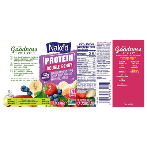 Naked Juice DRINK NAKED JUICE DOUBLE BERRY PROTEIN PLASTIC BOTTLE