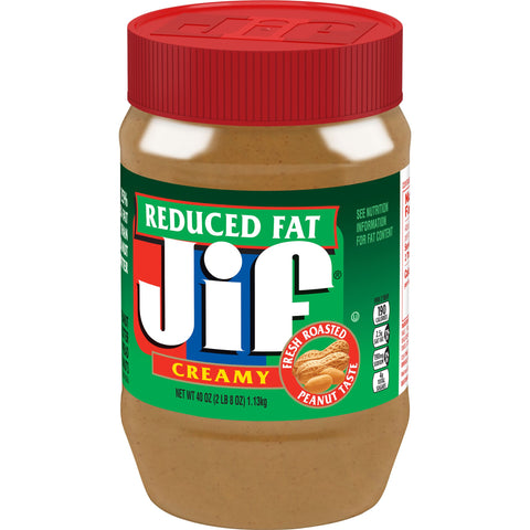 Jif Reduced Fat Creamy Peanut Butter, 40 Ounce -- 8 per case.
