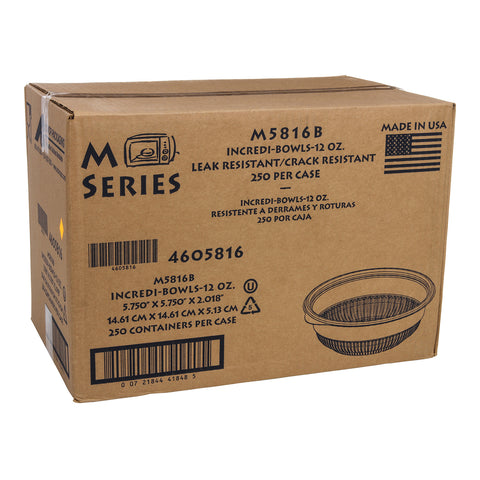 Bowl Plastic Black Microwaveable M5816b 12 Oz