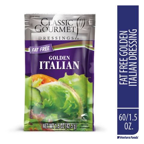 Classic Gourmet Fat Free Italian Golden Dressing, 1.5 Ounce Pouch -- 60 per case.