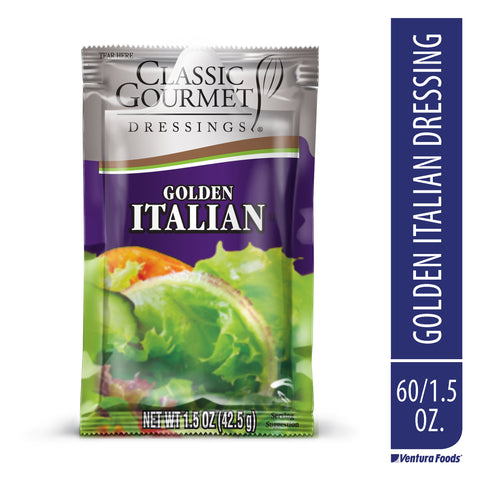 Classic Gourmet Fat Free Italian Gold Peach Dressing, 1.5 Ounce Pouch -- 60 per case.