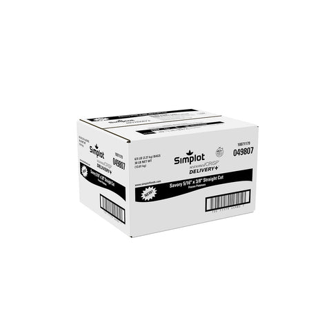 Simplot Seasoned CRISP Delivery+ Skin On Battered Savory Straight Cut Potato Fries, 5 Pound -- 6 per case