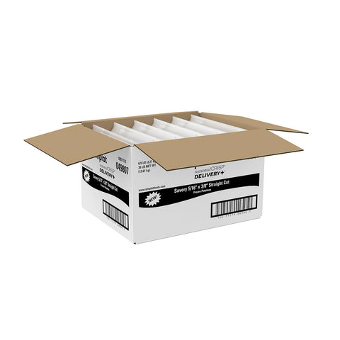 Simplot Seasoned CRISP Delivery+ Skin On Battered Savory Straight Cut Potato Fries, 5 Pound -- 6 per case